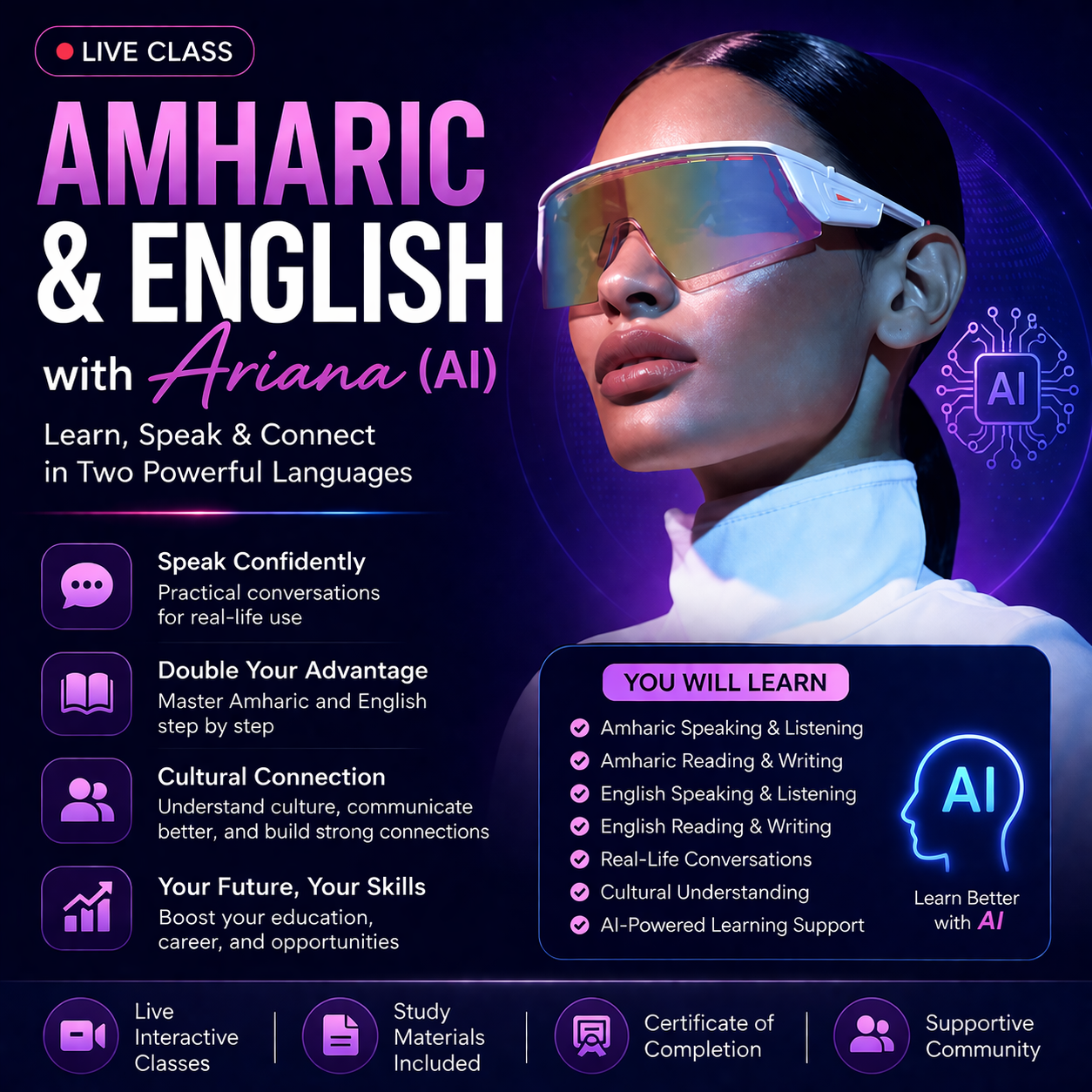 Amharic & English with Ariana AI — Live Class